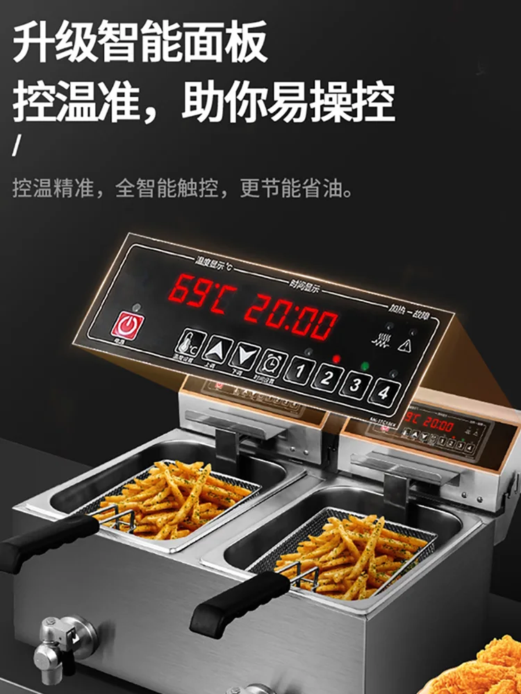 Full-Automatic Frying Pan Single and Double Cylinder Stall Large Capacity Fryer Frying Some Chicken French Fries Gas