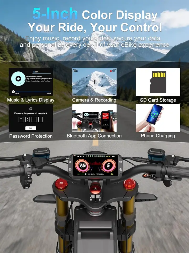 6000/7000W Dual Motor Electric Bike,46MPH 300Miles Long Range eBike,60/72V 70Ah/80Ah Battery,7-Speed,26×4.8" Fat Tire El image 10