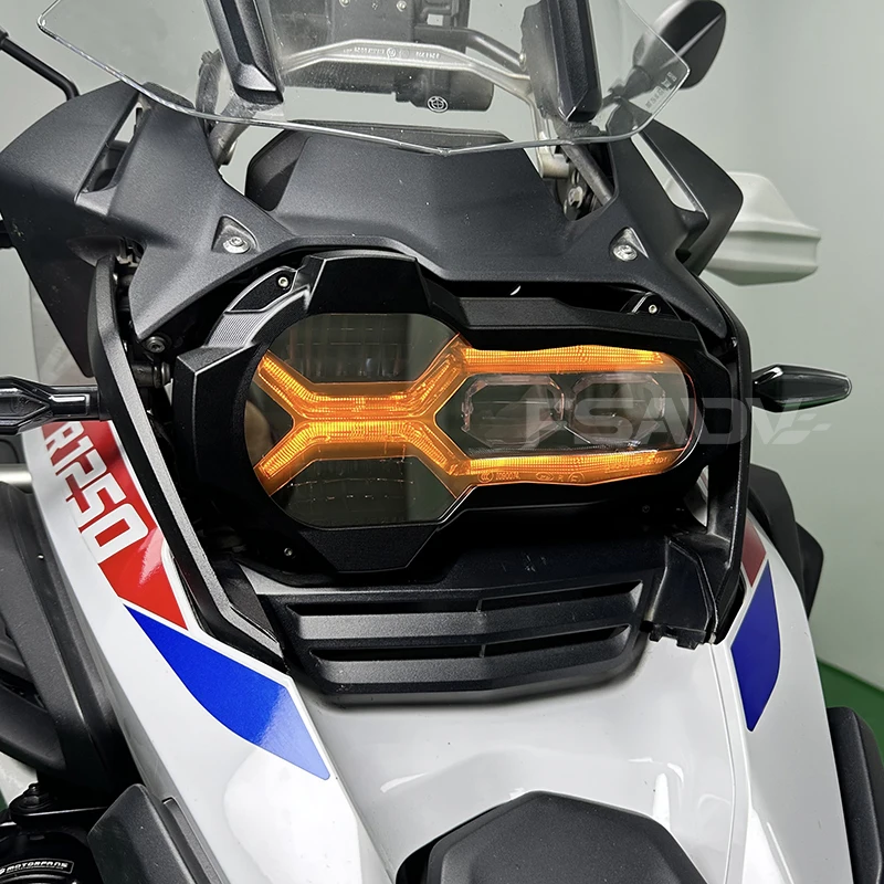 واقي المصباح الأمامي للدراجة النارية مع 4 أغطية لين فلورسنت لسيارات BMW R1250GS R 1250 GS R1250 GS ADV Adventure 2020-2023