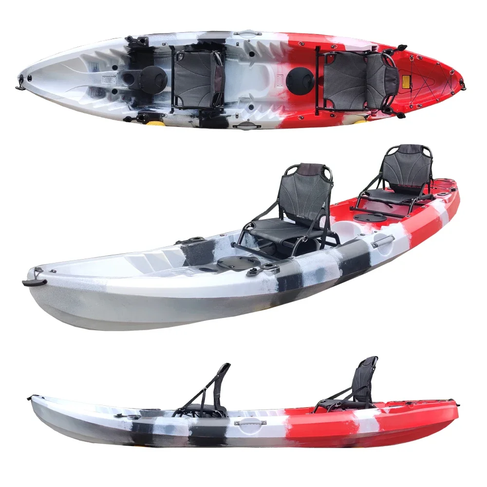 12ft Double Family Tandem 3 Person Sit On Top Touring Kayak For Recreational And Adventure