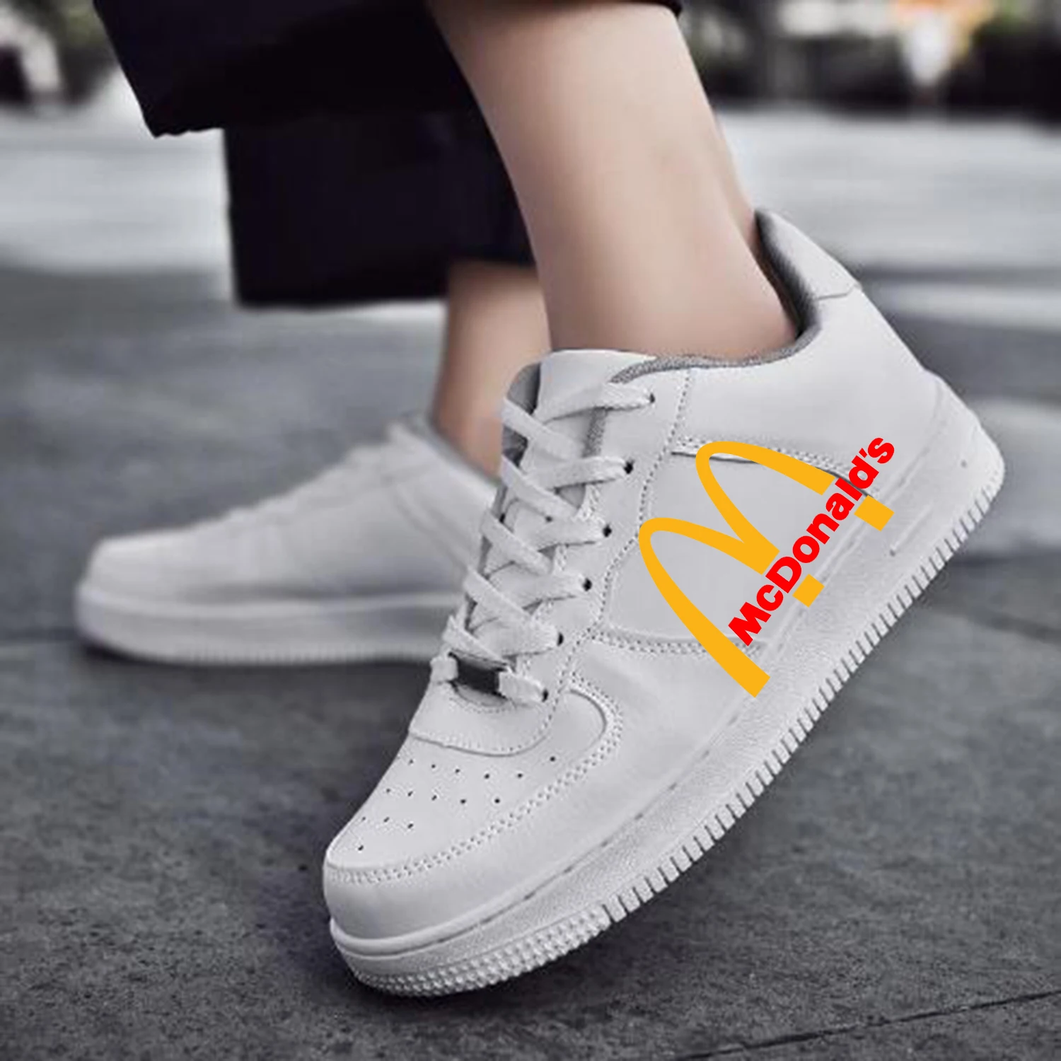 

Mc-Donalds Printing AF Basketball Mens Womens Sports Running High Quality Flats Force Sneakers Lace Up Mesh Custom Made Shoe