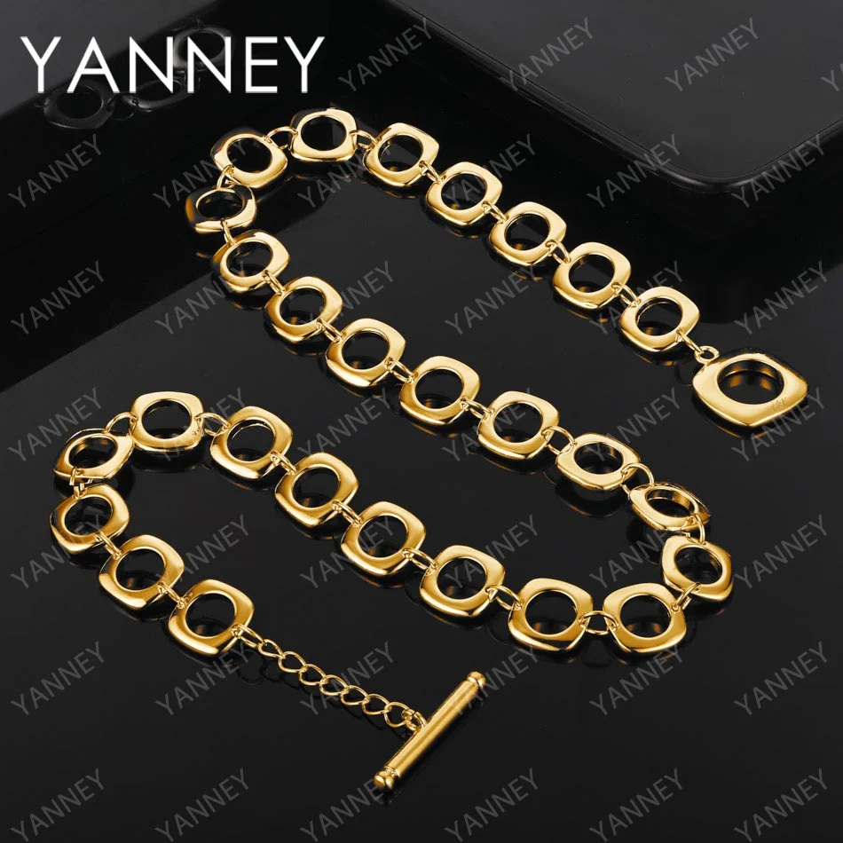 Charm 18K Gold 20 Inches Square Chain Necklace For Women Men Fashion Wedding Party Favor Jewelry Accessories