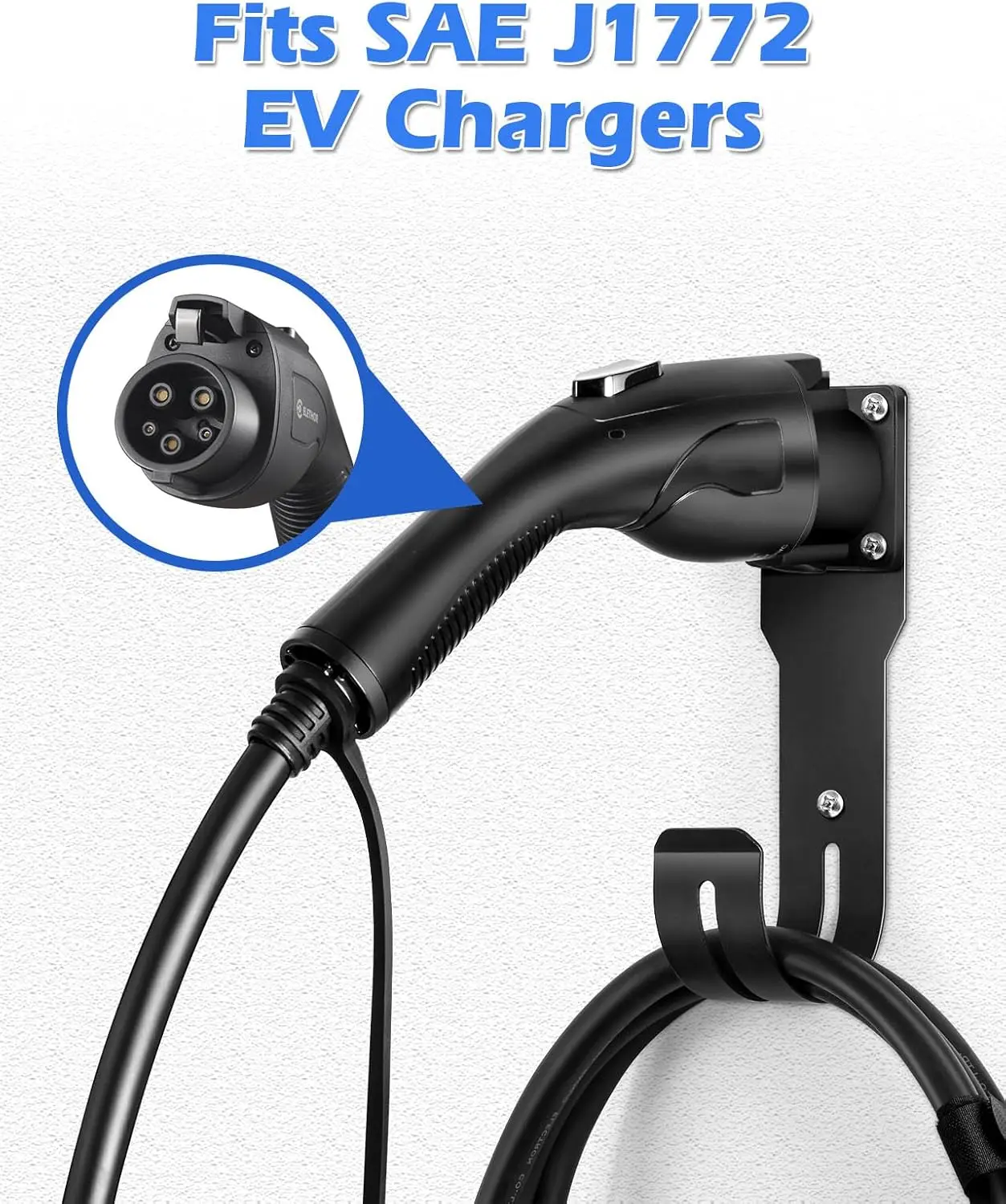 EV Charger Holder, EV Charger Nozzle and Cable Holder for SAE J1772 Connector, EV Charger Holster Dock for Indoor & Outdoor Use 