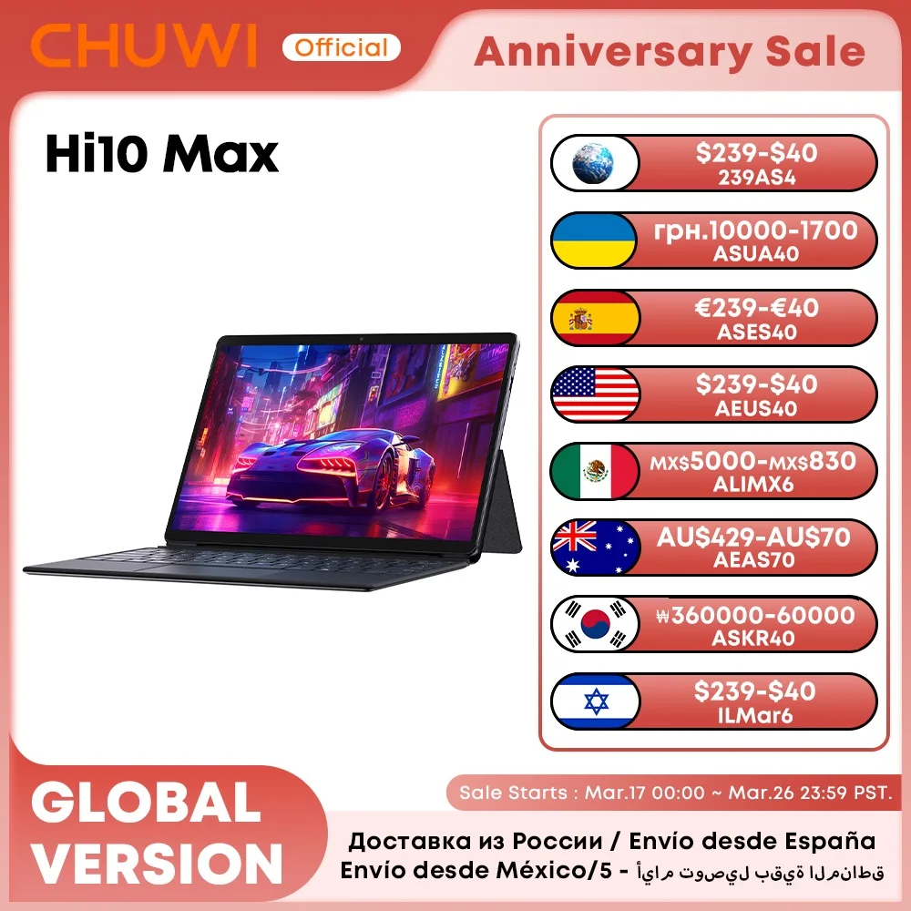 CHUWI 2 In 1 Hi10 Max Tablet PC 12,96 Zoll 2880*1920 Bildschirm Core N100 Laptop 12 GB RAM 512 GB ROM Windows 11 Tablets 2,4 G/5 G WiFi