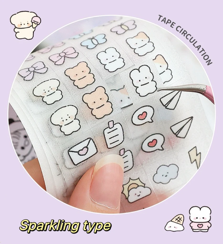 3M Graffiti Hand Tent PET Waterproof Kawaii Tape Colorful Letter Symbols Cute Cartoon Creative Decorative Stickers Material