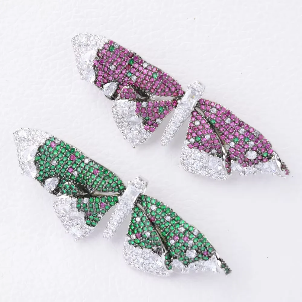 

60X20MM High Quality Big Purple CZ Zirconia Butterfly Brooch