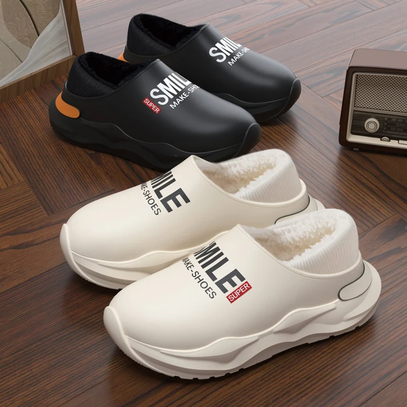 الرجال النساء أحذية الشتاء أحذية دافئة أفخم بطانة داخلي نعال من القطن منصة موجزة في الهواء الطلق المطبخ منزل شباشب مقاومة للماء #6