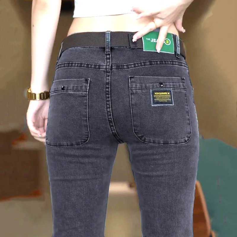 

Мужские джинсы узкого кроя с эластичной талией, молодежные модные длинные брюки, весенне-осенние, зимние, модные, студенческие, синие, джинсовые, повседневная одежда