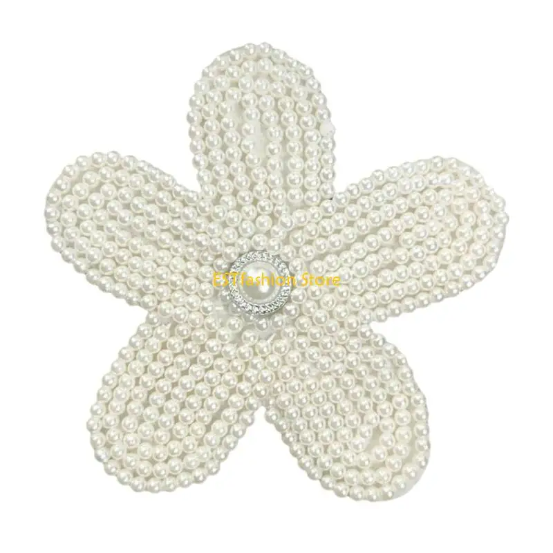 Y5GC 10 Pcs Sewing Patches Imitation Pearls Flower Patches Beaded Sewing Accessories