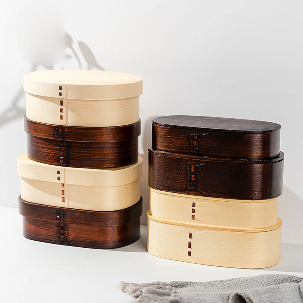 

1 Piece Double Layer Wooden Lunch Box Portable Vintage Sushi Container For Office Travel Kitchen Storage Organization