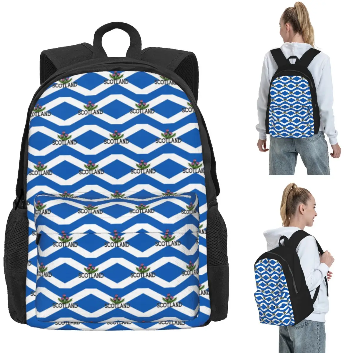 

Scotland Saltire Flag Scottish St Andrews Cross And Thistle Pride Backpack Daypack Kids BookBag School Bag Shoulder Bags