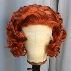 Ginger Lace Front Synthetic Hair Heat Resistant Cosplay Drag Queen Short Wig