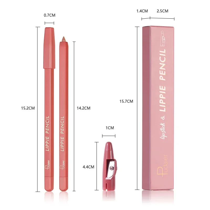 12-farbiger samtmatter Lipliner, langlebig, wasserfest, nackt, rosa, braun, antihaftbeschichtet, Lipliner-Stift, Damenkosmetik