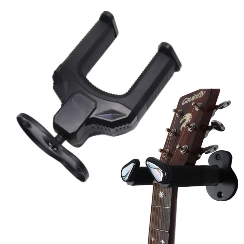 Wall Mount Guitar Self-lock Hanger Metal Base Holder with Silicone Cover for Acoustic Electric Guitar Ukulele Hanger Hook Rack