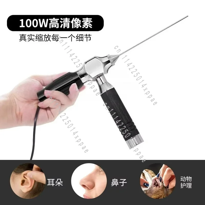 For Rabbit & Small Pets 2mm Hard Tube ENT Endoscope Waterproof Close Focus Visual Ear Inspection Camera Low Heat Design