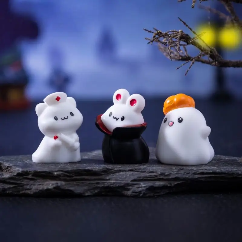 4/8 pçs bonito abóbora fantasma decoração halloween micro paisagem estatuetas em miniatura resina artesanato mini ornamentos de jardim de fadas