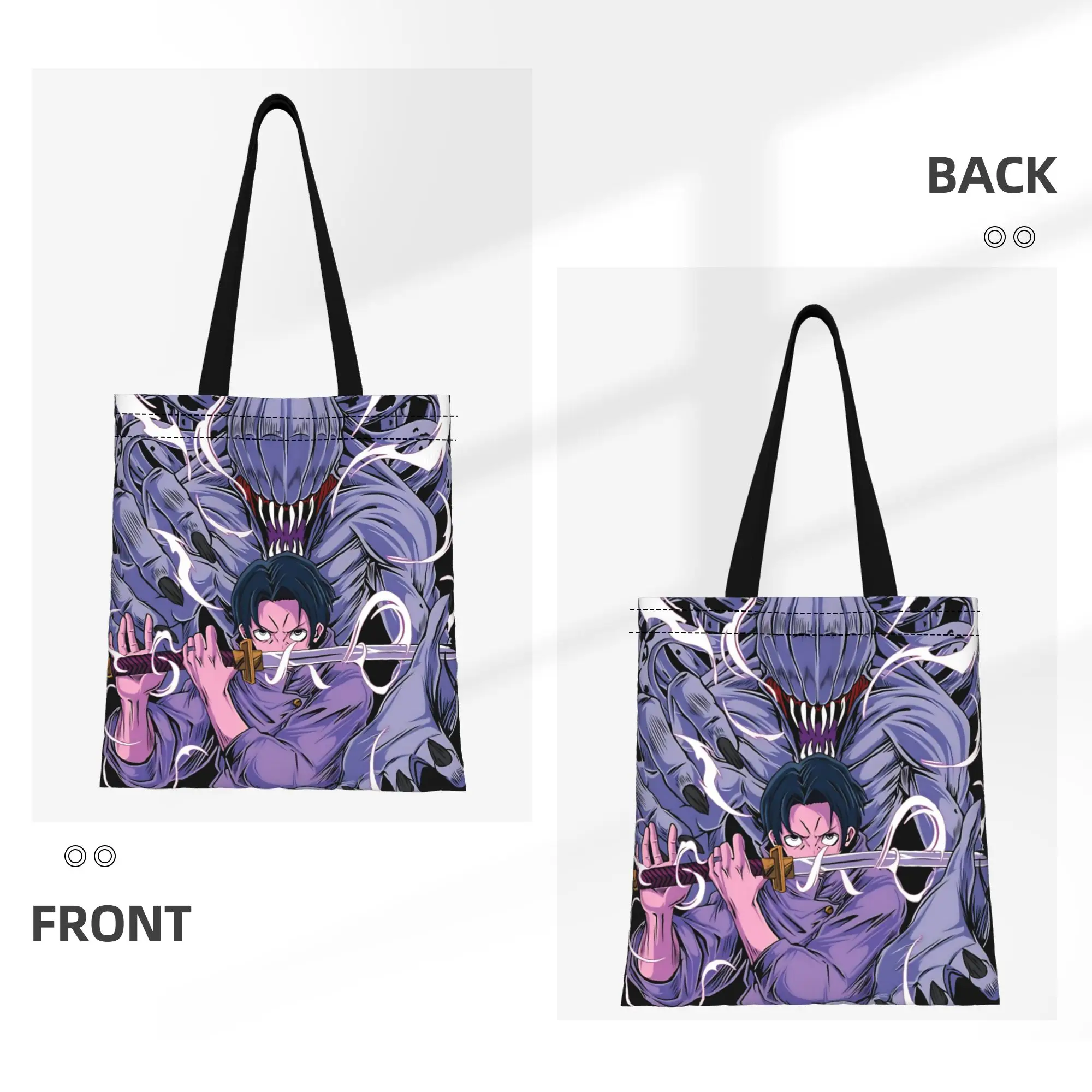 1PC Okkotsu Yuta And Rika Orimoto Anime Fan Jujutsu Kaisen Canvas Tote Bag Perfect for Shopping & Personal Use Great Gift