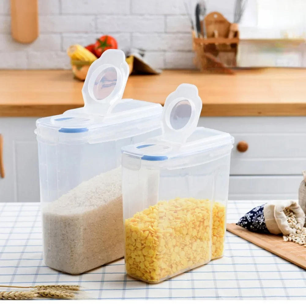 4/2.5L Airtight Cereal Storage Container Moistureproof Insect Proof Rice Bucket Food Storage Box Plastic Transparent Sealed Tank