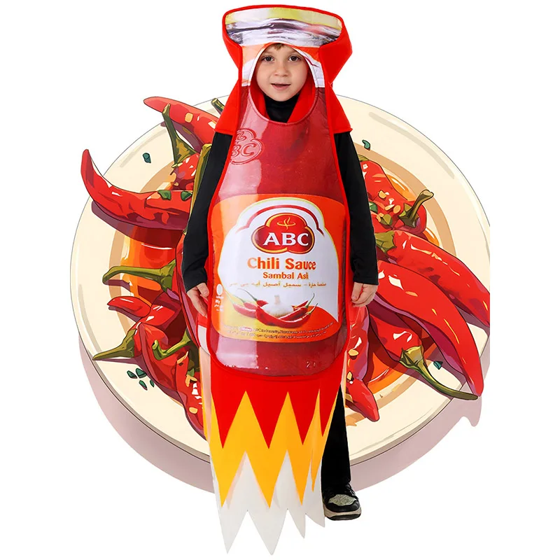 

Unisex Niño Hot Chili Sauce Fancy Dress Up Spicy Fried Chicken Niños Carnival Halloween Costume New Arrival 2026