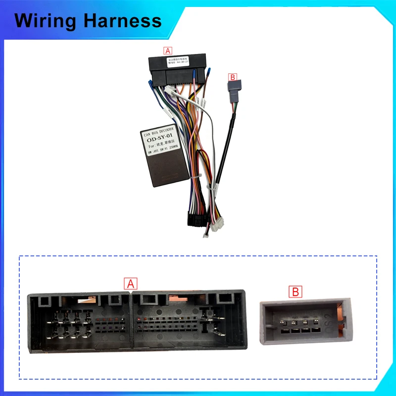 16pin Car Android Radio GPS Wiring Harness Adapterfor Ssangyong Rexton Tivoli Tivola2din Stereo Plug Power Cable cord Canbus n