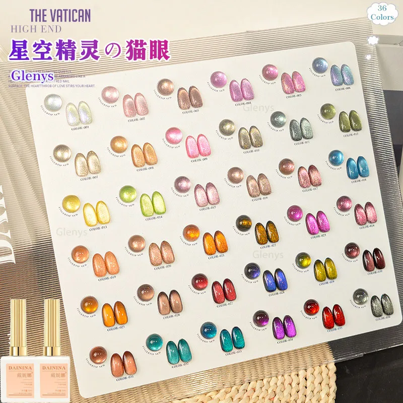 Glenys 36 color Star Elf Cat's Eye nail polish Gel New Semi permanent Soak gel UV LED Nail Salon Nail Art Learning Clearcoat Set