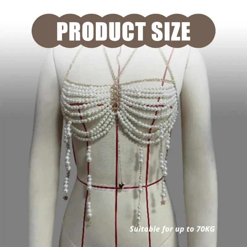 M68A لؤلؤة HALTER HALTER TOP BODY سلسلة BRALETTE لمهرجانات الموسيقى والحفلات