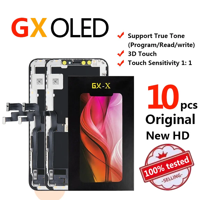 10 Pcs Original GX Hard OLED Screen for iPhone XR X XS Max 11 Pro 12 Mini 13 Display Touch Digitizer Assembly Replacement