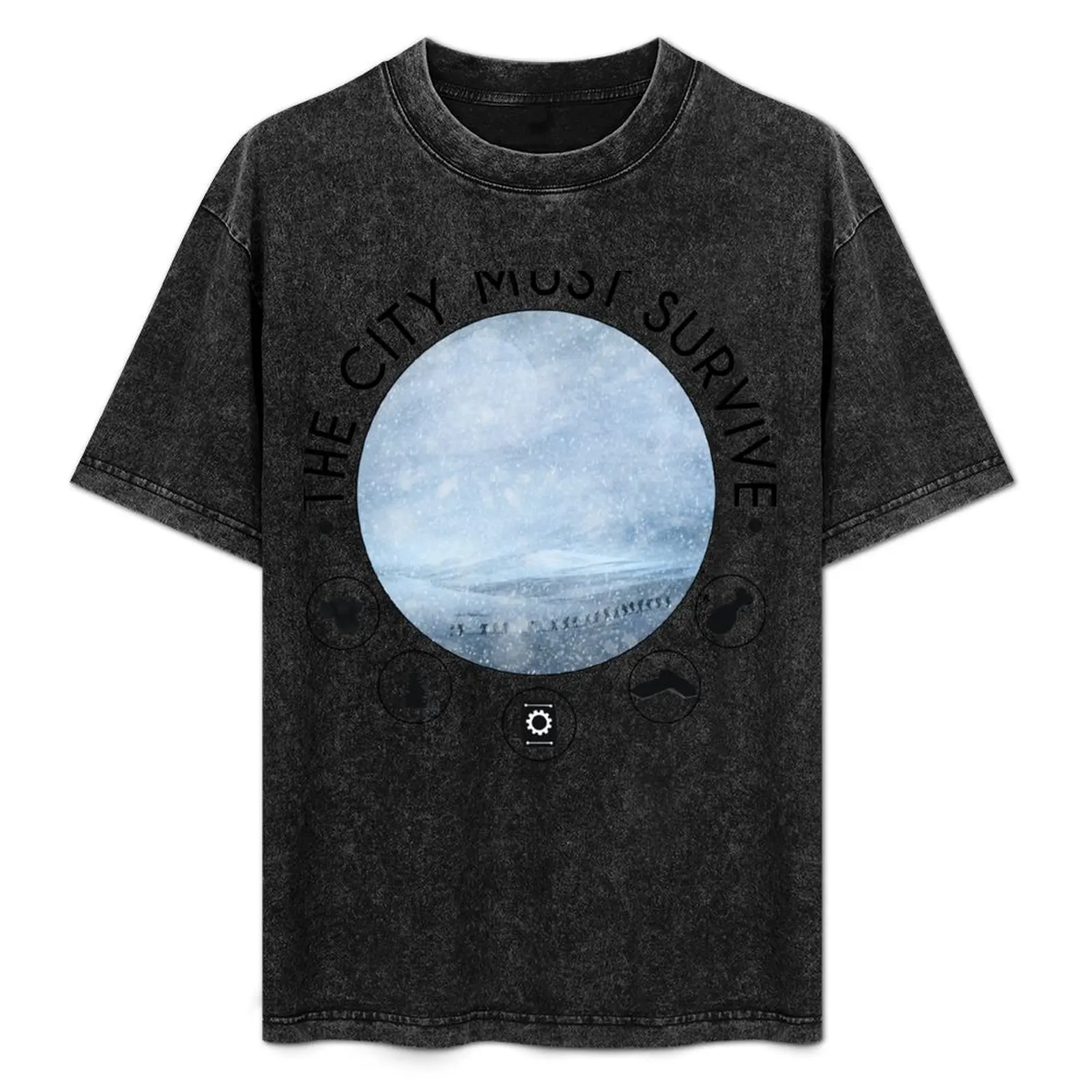 Оригинальная Классическая футболка в стиле frostpunk с надписью The city must Survival, Мужская Винтажная Футболка большого размера