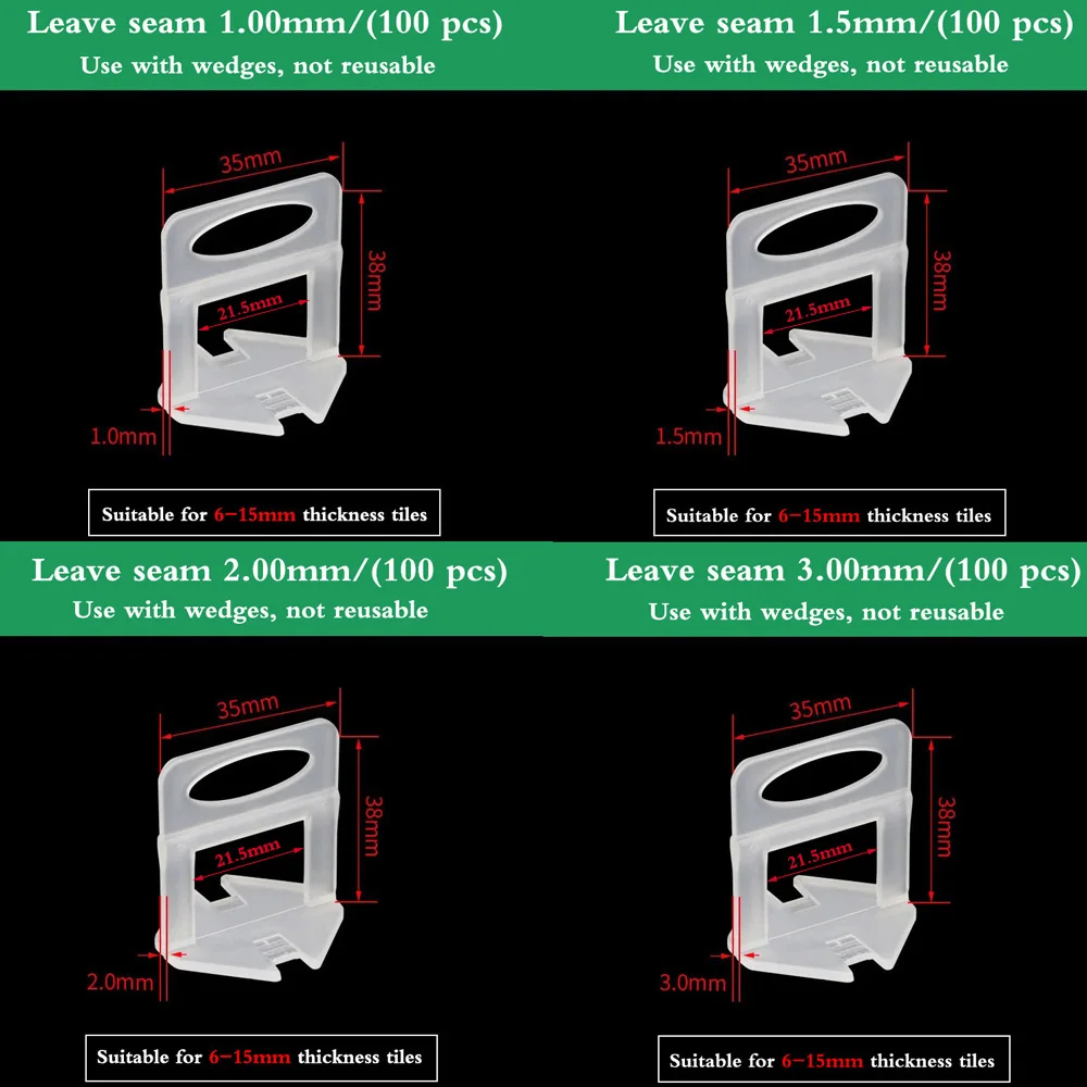 Best Professional Tile Leveling System 1/1.5 /2 /2.5/3 MM White Clips Red Wedge And Pliers For Laying Tiles Construction Tools