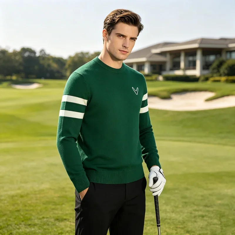 High Quality Golf Sweater Men Golf Wear 2026 Autumn Winter New Golf Jumper Top Windproof Knit Blouse Shirt Men Golf Clothing