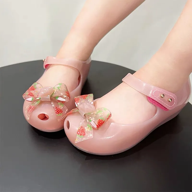 Summer Bowknot Kids Jelly Sandals Mini Melissa Children Beach Slippers Cute Princess Shoes Girls Birthday Gift