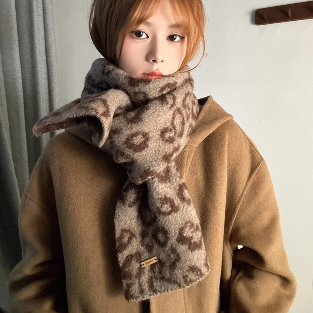 Modischer, leichter Schal mit Leopardenmuster, koreanischer Stil, winddicht, Wollimitationsschal, Kaschmirmischung, warmer Winterschal, Geschenk