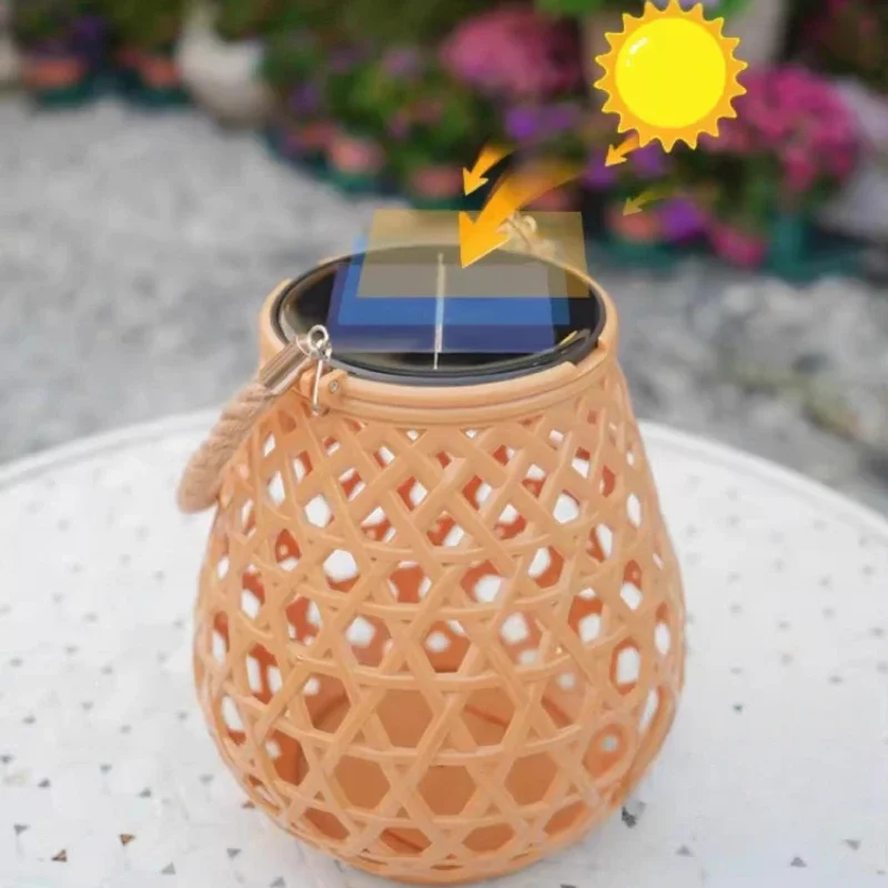 

Solar Imitation Bamboo Lantern Outdoor Waterproof Courtyard Chinese Pastoral Retro Atmosphere Light Garden Balcony Hanging Light