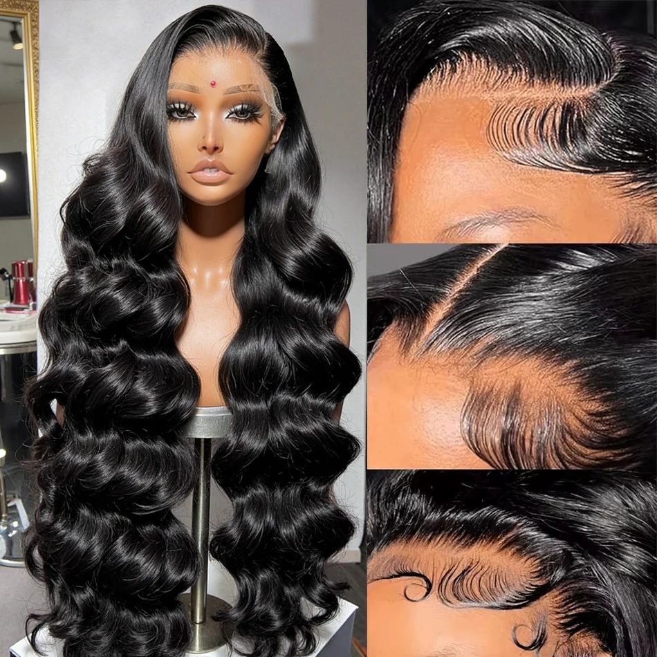 

Human Hair Brazilian 36 40 Inch Body Wave 13x6 HD Transparent Lace Front Wig Loose Wave Lace Frontal Wigs For Women