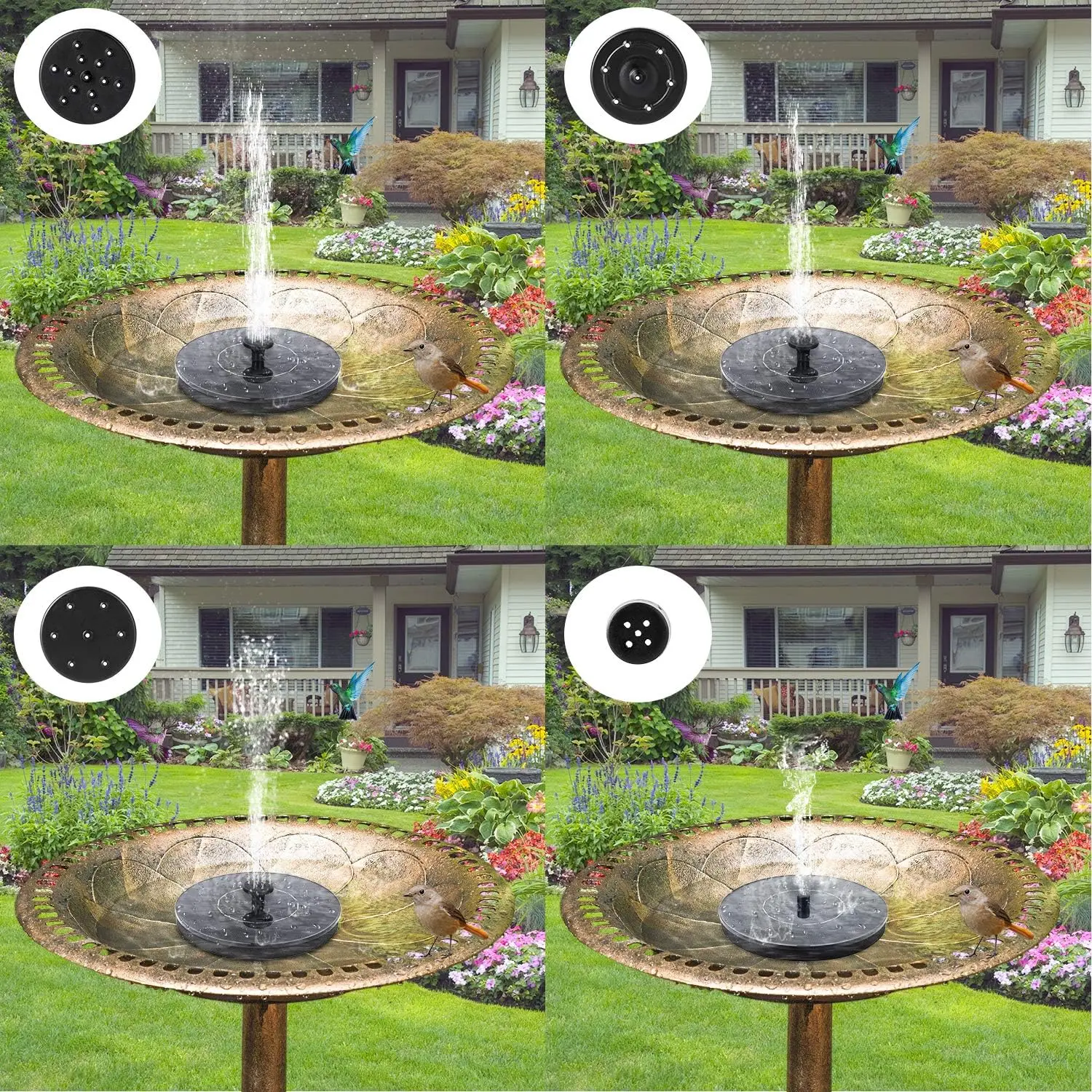 1W 6 Nozzle Solar Bird Bath Fountain Pump Free Standing Solar Powered Water Fountain Pump for Bird Bath Garden Pond Pool Outdoor view 6