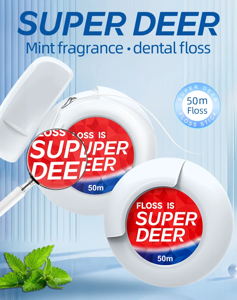 50M Super Deer Zahnseide Rolle Tragbare Freischneidende Interdentalreinigung Zahnseide Rolle Frischer Atem Mundpflege Werkzeug – Detail 1