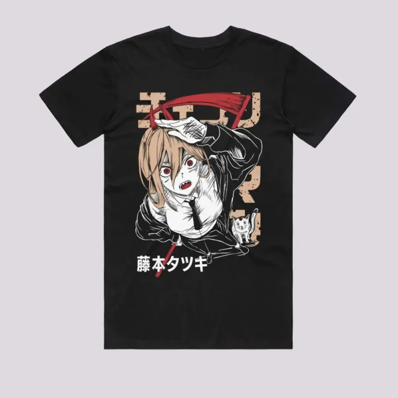 

Denji Chainsaw Man Anime Gift t shirt 0326 DEVIL HUNTER Graphic Tee 100% cotton print clothing Y2K clothes Large size Tops