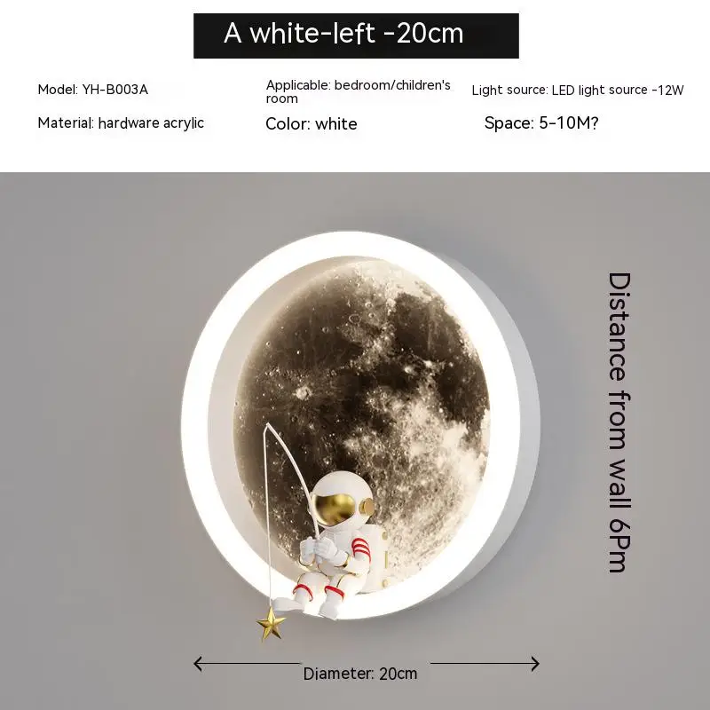 Creatieve Astronaut Wandlamp Slaapkamer Bed Kawaii Maanlamp Woonkamer Loft Achtergronddecoratie Jongenskamer Decor Licht