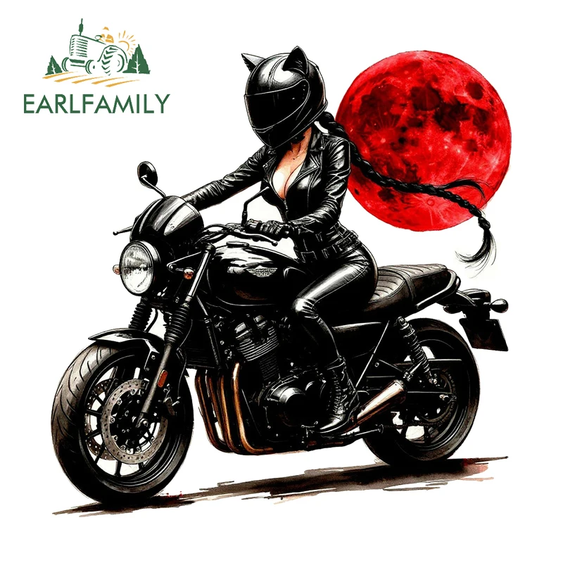 EARLFAMILY Japanische Reitende Frau Autoaufkleber Persönliche Kreative JDM Aufkleber Kratzfest Wasserdicht PVC Graffiti Sticker