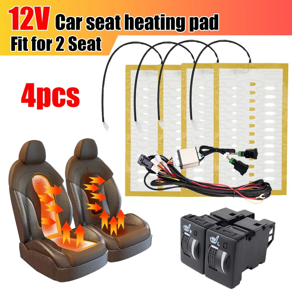 

Built-in Car Seat Heater Kit 2 Seats 12V Carbon Fiber Heat Pad Poleless Paddle Switch Dual Control System Fit for Toyota Corolla