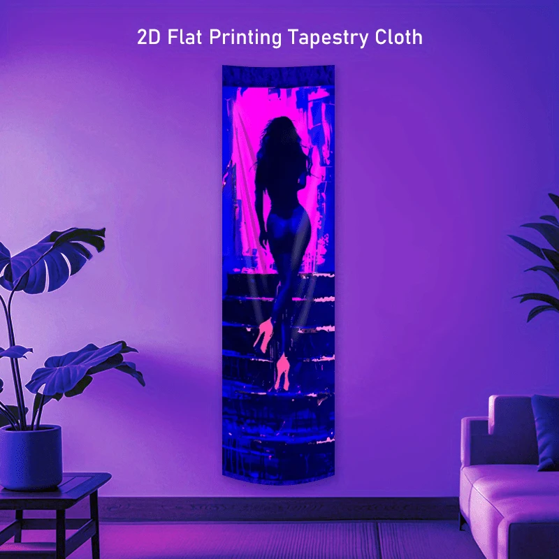 VIKAMA Cyberpunk Neon Girl Back View Tapestry Perfect For Gaming Rooms, Bedrooms, Living Rooms, Entryways, And Home Decor