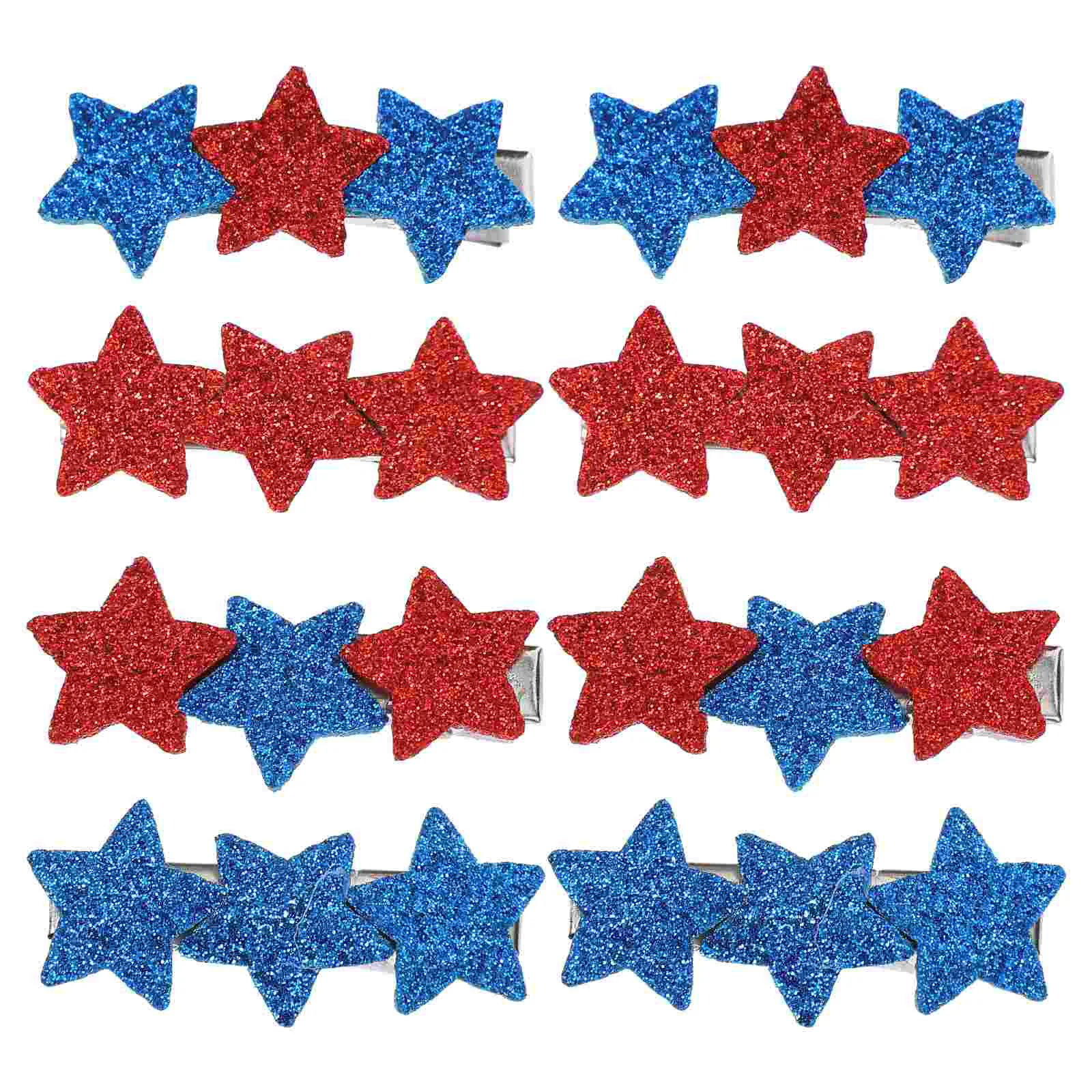 8 Pcs Bow Tie Independence Day Hair Clips Child Kids for Girls Five Fabric Accessories Star