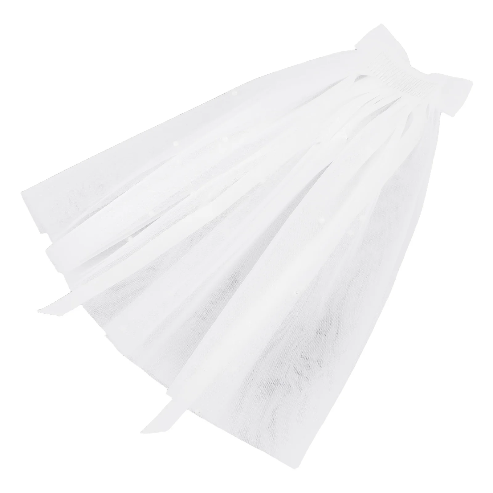 

White Bow Bridal Veil Short Pearl Double Layer Vintage Wedding Headpiece Elegant Tulle Bridal Veil Wedding Bow Headband