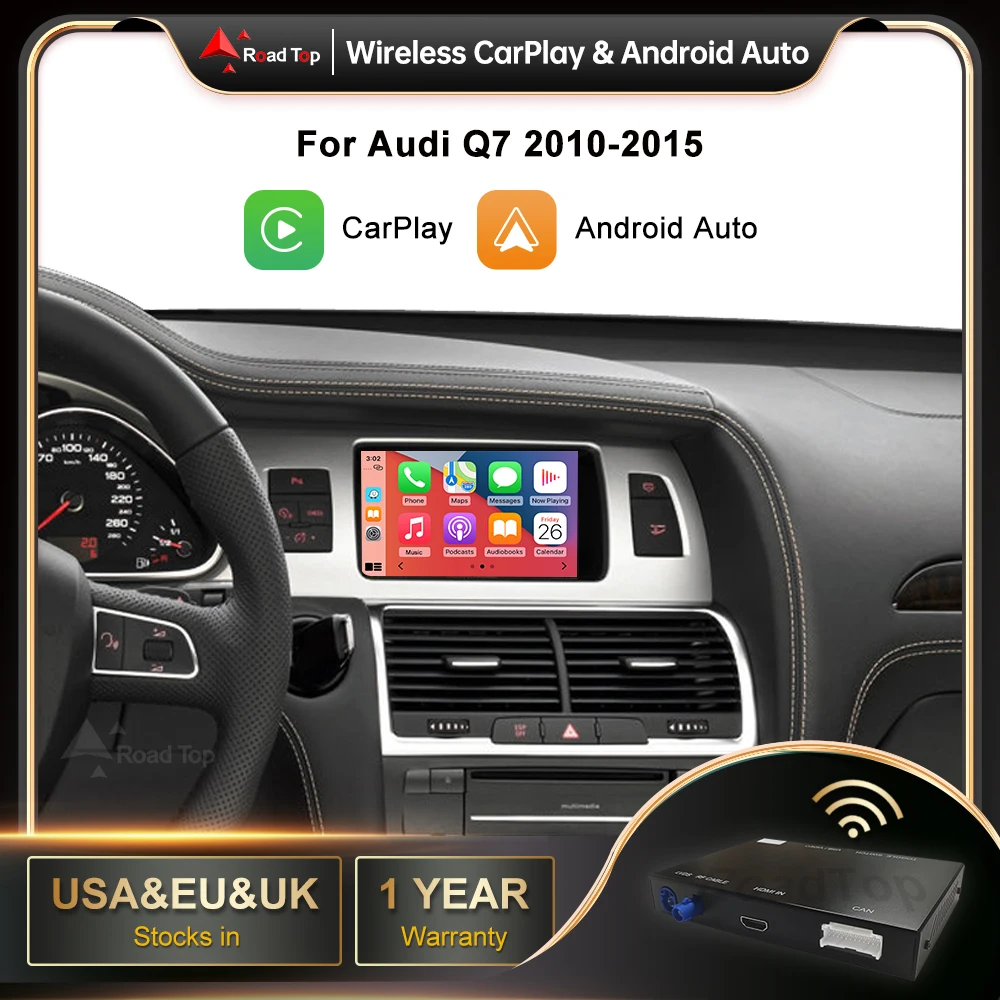 Wireless Android Auto Interface for Audi  Q7 2010-2015 A6 C6 A7 C7 2010-2011 With Apple CarPlay AirPlay Mirror Link Car Play 