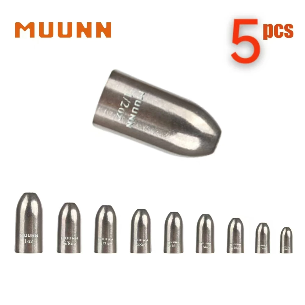 MUUNN 5Pcs 1.8g-10.5g Bullet Fishing Sinker Lead Free High Density Worm Weight Texas Rig Bass Fishing Accessories