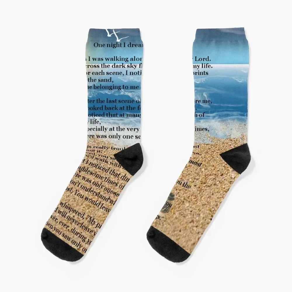 

Footprints in the Sand Socks happy football kids Socks For Men Women's