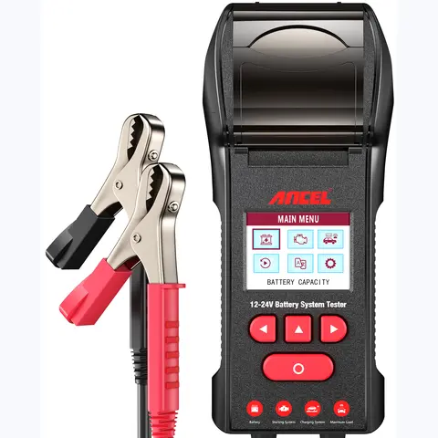 ANCEL BST600 Car Battery Tester with Printer 12V/24V 100-2000CCA Battery Temperature Load Tester Cranking Charging System Test