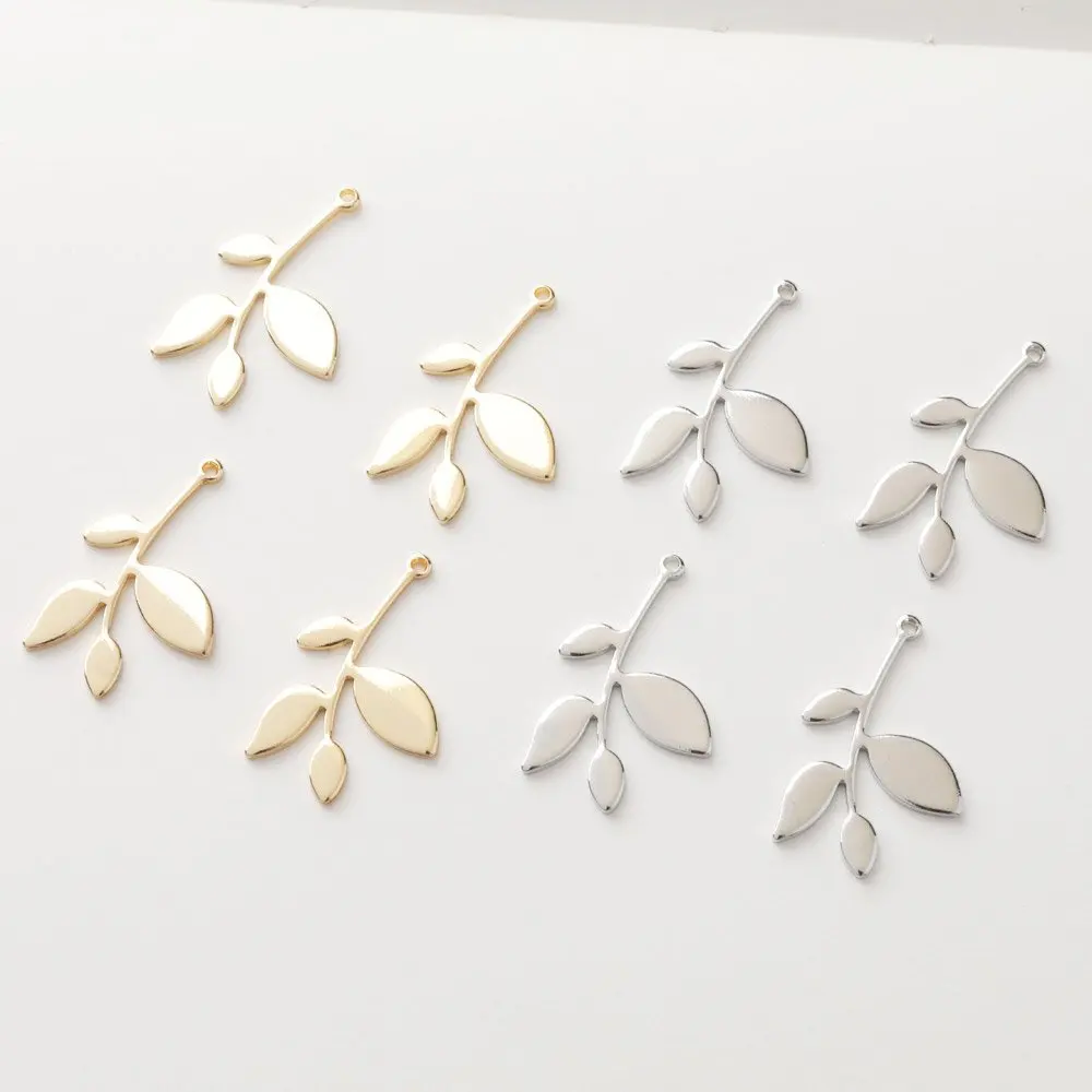 10PCS Personalized Leaf Charm for Jewelry Making Diy Earrings Charms Handmade Simple Pendant Brass 14k Gold Filled 17*25mm