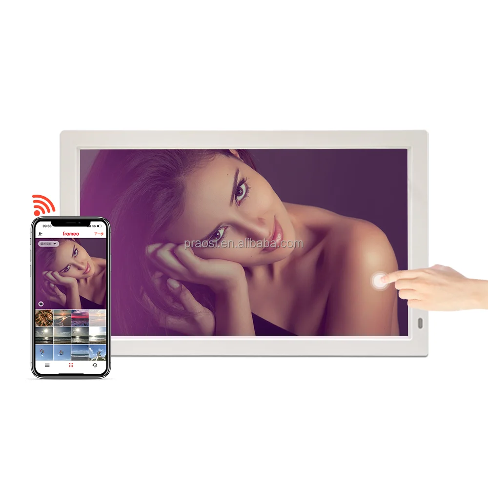 Pros Digital Cloud Album 18.5 Inch WiFi Digital Photo Frame 16GB 1280x800 IPS Touch Screen Android App for Adding Photos Clock