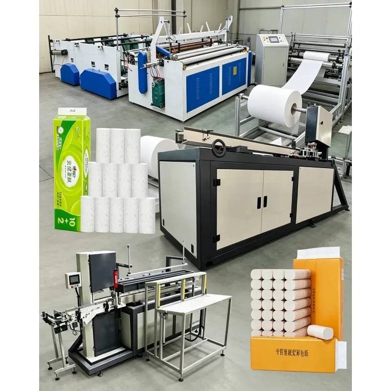 Full Automatic Toilet Paper Roll Making Machine Complete Tissue Production Line with Automatic Rewinding and Winding System